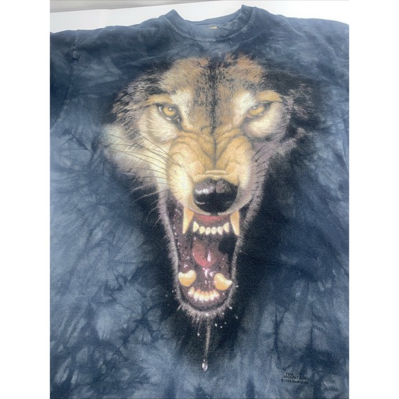 The Mountain Wolf Shirt Mens 2XL Blue Tie Dye Cotton Short Sleeve‎ 1998 Vintage - Picture 3 of 8